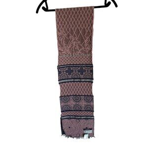 NWT SIMONS Patterned Dusty Pink Purple Scarf Paisley France 33% Wool Cotton Mix